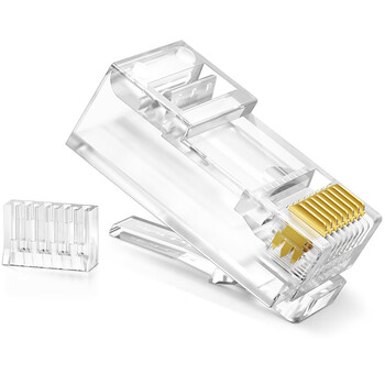 TP-LINK 网络水晶头 六类50u镀金二件套组合式非屏蔽电脑网线头工程级RJ45线缆连接器100个/盒 TL-EH602-100