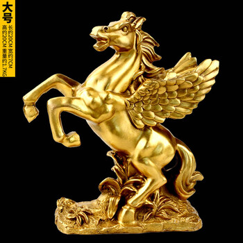 马摆件马上发财生肖马客厅办公室装桌面饰品财马铜马大号飞马高20cm