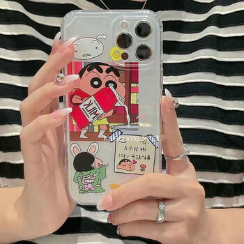 小新iphone13手机壳xsmax透明xr卡通78plus全包 透明-蜡笔小新倒牛奶