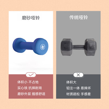 PROIRON普力艾 浸塑磨砂哑铃女士学生家用哑铃健身哑铃套装亚铃 2磅*2