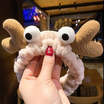 带女韩版网红化妆敷面膜发箍甜美可爱头饰简约发捆箍头绳发饰螃蟹卡其