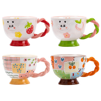 京东京造 马克杯 咖啡水杯子陶瓷办公室早餐杯伴手礼 麻花把手 绿色 460ml