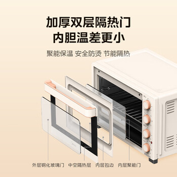 美的（Midea）家用多功能烘焙专用电烤箱32L 3D热风循环 搪瓷内胆 双层门保护电烤箱T3-L324D三代