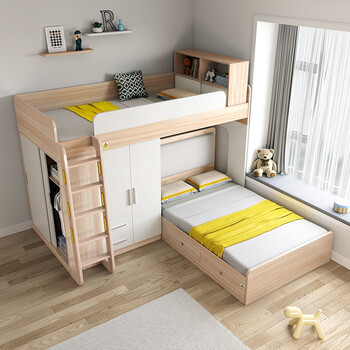 阳台宝错位上下床儿童床成人上下铺床高低床子母床双层床多功能组交错