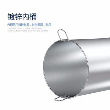 京洲实邦垃圾桶翻盖48L圆柱形不锈钢原色38*73商用烟灰桶