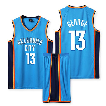 雷霆0号威少篮球服运动套装男定制保罗乔治13号儿童训练背心球衣 雷t