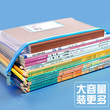 DSB 透明网格EVA单层科目袋 5个装 A4款学生用分类文件袋透明大容量书本试卷收纳袋语数英综合作业手提袋