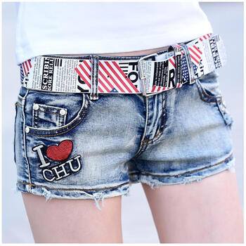 夏季新款女生低腰牛仔短裤女夏包臀超短紧身绣花牛子裤头裤衩sn5547