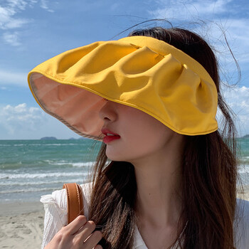 新款日本黑胶遮阳帽女夏日本uv黑胶防晒帽女遮阳帽骑车空顶太阳帽子女