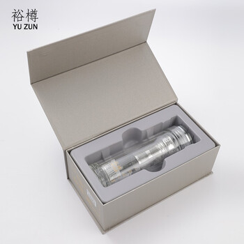 裕樽 （YUZUN） .玻璃杯 五谷丰登透明双层隔热茶杯 礼盒装304茶仓厚底玻璃水杯 商务礼品茶水杯300ml 