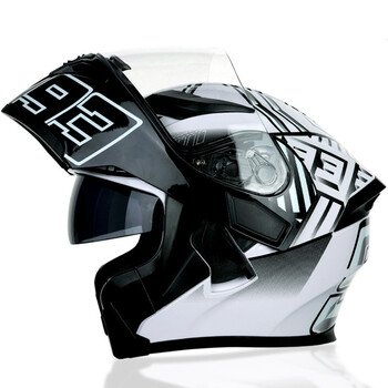 电动摩托车头盔防雾双镜片揭面盔电瓶车骑行头灰男女全盔 白蚂蚁 m