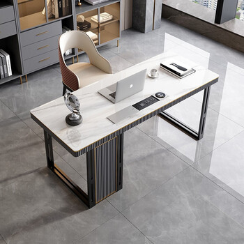 艺帝思雅现代办公桌岩板轻奢书桌椅组合商务接待洽谈桌老板桌简约单人