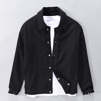 夹克男纯色翻领长袖上衣外套秋季新款男士衣服休闲简约百搭潮流男装