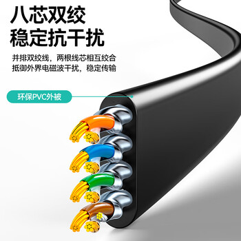 山泽 七类CAT7类扁平网线 万兆网络屏蔽双绞镀金连接线 工程家用电脑宽带成品跳线 黑色10米 CAT-710C 山泽 七类CAT7类扁平网线 万兆网络屏蔽双绞镀金连接线 工程家用电脑宽带成品跳线 黑色10米 CAT-710C