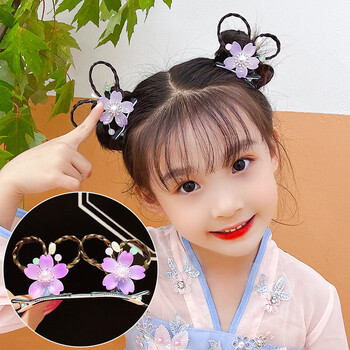 中国风儿童汉服头饰女童宝宝假发辫子头花发卡小女孩古风对夹发饰1