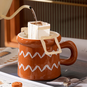 贝瑟斯陶瓷马克杯带盖喝水杯子复古咖啡杯泡茶杯早餐牛奶杯高颜值伴手礼