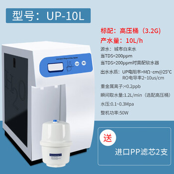 恩谊 超纯水机实验室纯水仪化水机ro反渗透去离子水设备学校净水器 UP-10L二级水