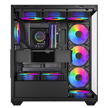 影驰极光3海景房电脑机箱黑色（无立柱全视版/兼容E-ATX/支持360水冷/快拆侧板/可装40系长显卡）