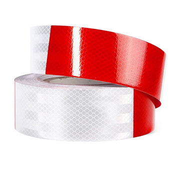 欧唛(oumai)红白反光贴汽车反光警示胶带货车反光标识交通警示反光膜 红白斜纹50mm*30m 1卷装