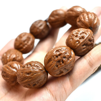 魅星紫 小核桃手串 原色野生门头沟秋籽文玩手链 秋子红皮核桃男 核桃