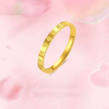 小米星新款金大生足金999黄金戒指浪漫22颗爱心桃心戒子小红书款k42