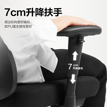 得力（deli）KF221-J人体工学椅  升降扶手办公电脑椅 合金脚带脚托 臻享版