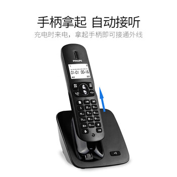 飞利浦（PHILIPS）无绳电话机 无线座机 子母机 办公家用 屏幕白色背光 持久待机 DCTG186黑色