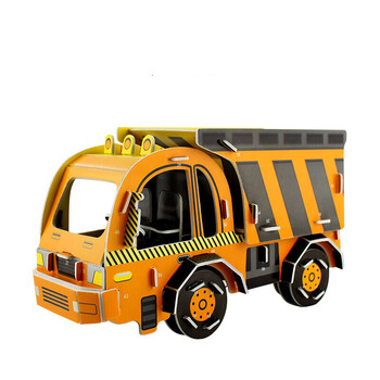 古部幼儿童3d立体拼图宝宝手工亲子玩具工程车挖掘机模型立体拼图 翻