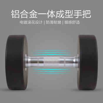 跃乐途哑铃商用纯钢包胶圆头哑铃 白字PEV包胶哑铃 27.5KG*2(一对）