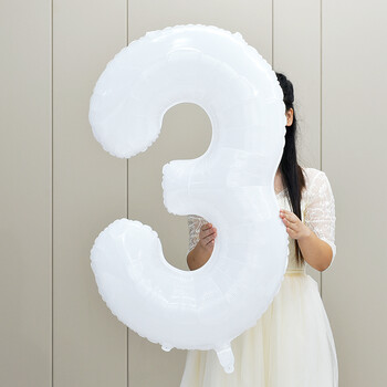 拍照白色数字野餐道具生日气球周岁派对场景布置儿童宝宝装饰气球 40
