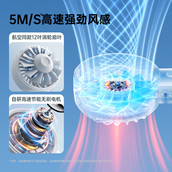 几素 手持高速节能便携式随身手拿电风扇户外办公室桌面超长续航【Life4-珊瑚粉-5000mAh】