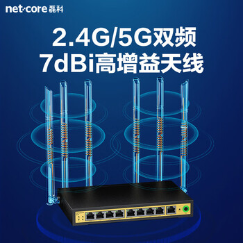 磊科（netcore）B11全千兆9口企业级无线路由器 1200M双频5G多WAN口 家用商用高速路由WiFi穿墙/多运营商接入