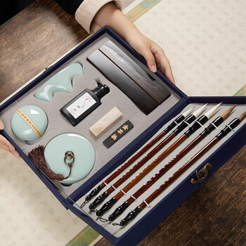 玉水湖毛笔套装高档文房四宝全套送礼笔墨纸砚入门小学生成人书法练字专用礼盒砚台镇尺摆件生日礼物