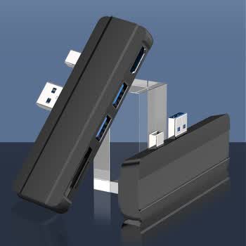 优联星 微软Surface Pro4/5/6扩展坞 高速传输USB3.0转换器HDMI高清4K拓展坞SD/TF卡银色YXL-SUR002