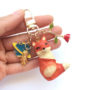 周边钥匙扣周边玫瑰花饰品背包挂件创意圣诞礼物书包挂件木雕小狐狸