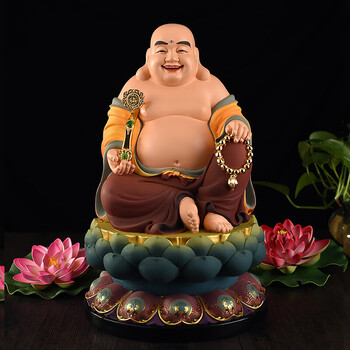 适用于树脂弥勒佛摆件笑面佛布袋和尚彩绘工艺品开业礼品店铺装饰摆设