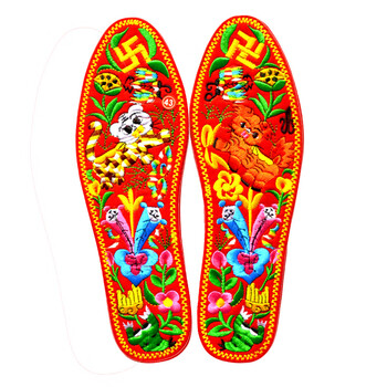 夏季纯棉布绣花鞋垫成品新款男女士红色刺绣本命年手工防臭吸汗透