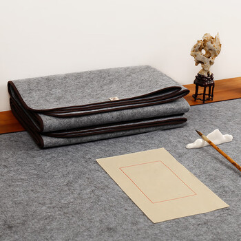 漢墨 精制包边灰色包边毛毡垫 初学者学生书法国画3mm厚50*70cm 文房四宝写毛笔字用毛毡布桌布	