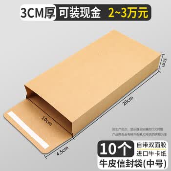 浩立信（LISON）加宽版2号空白牛皮纸信封 10个/包 无字信封袋发票袋工资袋文件袋 侧宽30mm 中号 1572