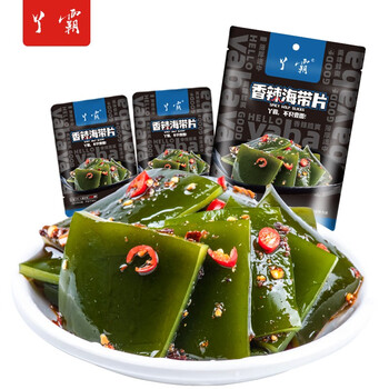 丫霸休闲食品卤味零食整箱批发 香辣海带片180g*20包/箱
