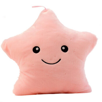 七彩音乐发光抱枕梦幻五角星星公仔创意夜光毛绒玩具生日礼物女生星星