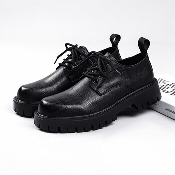 大头工装鞋英伦韩版商务正装休闲夏季透气通勤鞋宽脚圆头黑色9813838