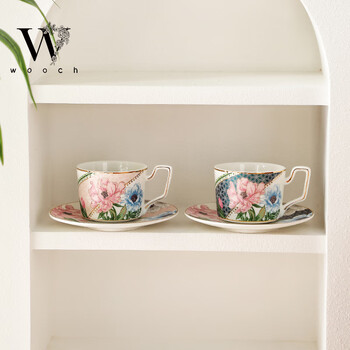 物取（WOOCH）繁花蝶舞咖啡杯碟套装高颜值精致下午茶商务乔迁结婚送礼