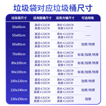 宜之选特厚垃圾袋大号100*120cm50只黑色物业办公保洁酒店大号垃圾桶袋