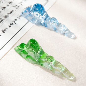 梅林笔庄琉璃笔搁毛笔架笔山笔架放毛笔的托搁笔架笔架山镇尺托水晶创意摆件文房四宝 琉璃山峦笔山蓝色