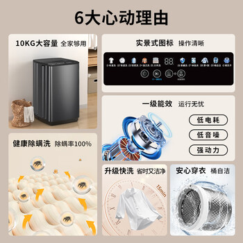 创维10公斤大容量抗菌洗衣机 宿舍租房家用全自动波轮 玻璃盖板 一键智洗T100KB