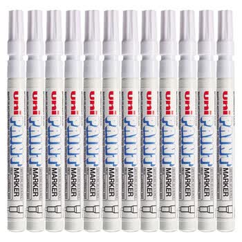 uni三菱 PX-21 小字油漆笔 0.8-1.2mm工业记号笔物流笔（可用于汽车补漆）白色12支装