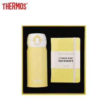 膳魔师THERMOS 保温杯X笔记本鹅黄礼盒系列304不锈钢水杯时尚直饮杯套装保温杯350ml 保温保冷 