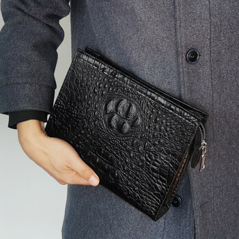 酷奇袋鼠软皮男士手拿包高端男款手包鳄鱼纹手抓包商务钱包休闲夹包