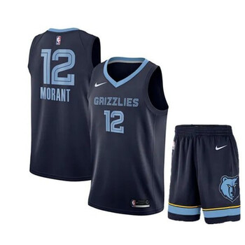 騰讯体育nba同款比赛灰熊队莫兰特12号球衣球服套装球队定制训练男儿童童装学生 莫兰特宝蓝色套装 S码【身高145-150cm】【图片 价格 ...
